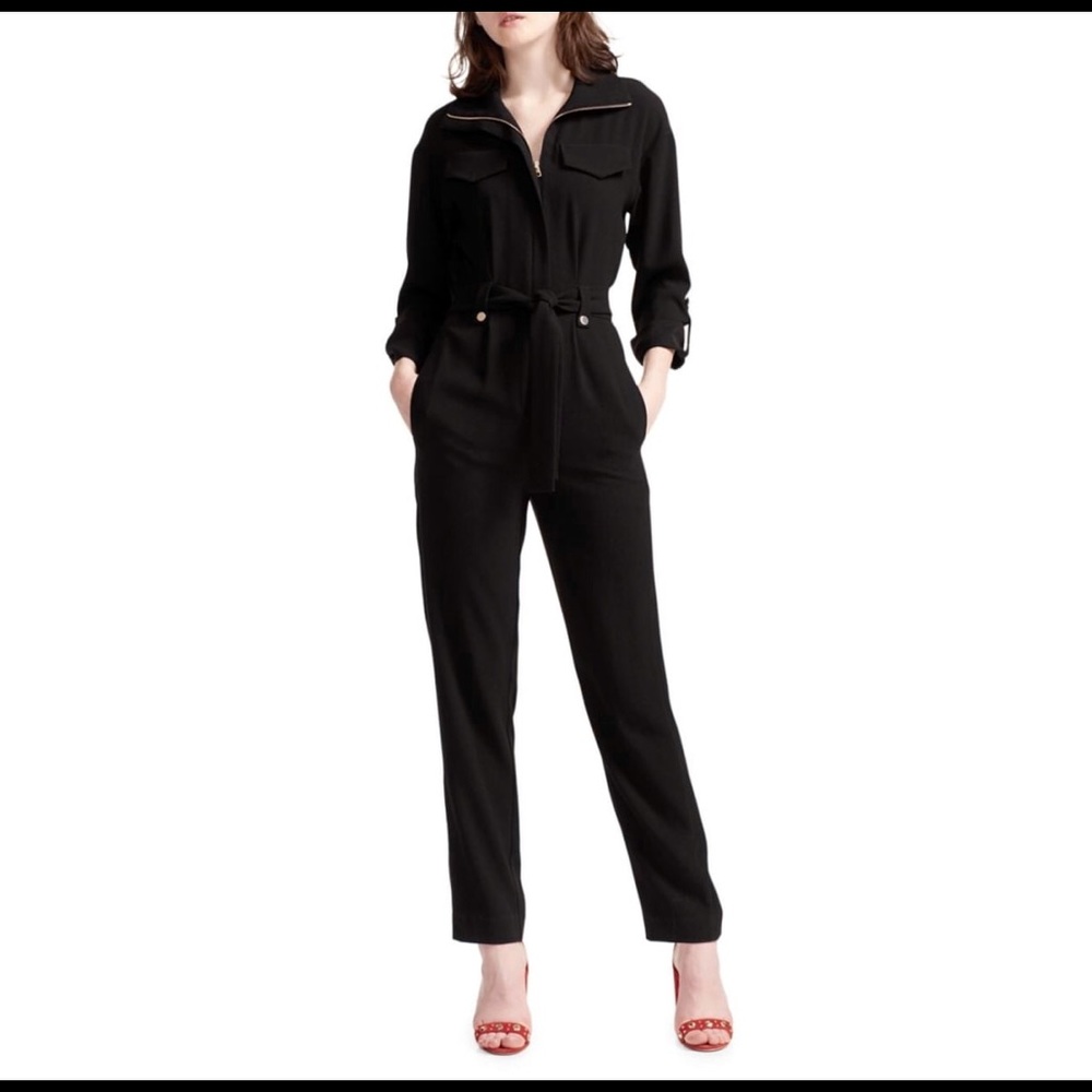 Maje Black Long Sleeve Utility Jumpsuit